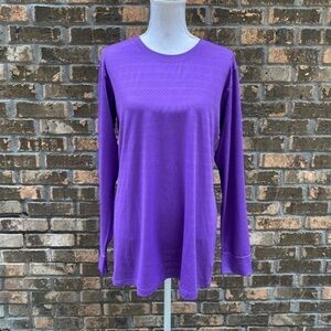 Zyia Active Womens Size XXL Purple Logo Top Chill Perforated Mesh Long Sleeve